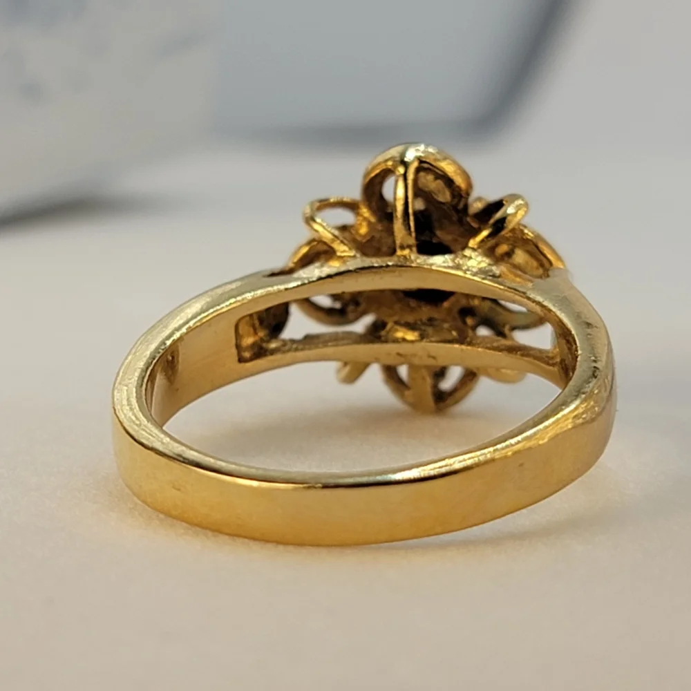 Vintage DAC Garnet Gold Plated Simulated January Birthstone Ring Size 9.5